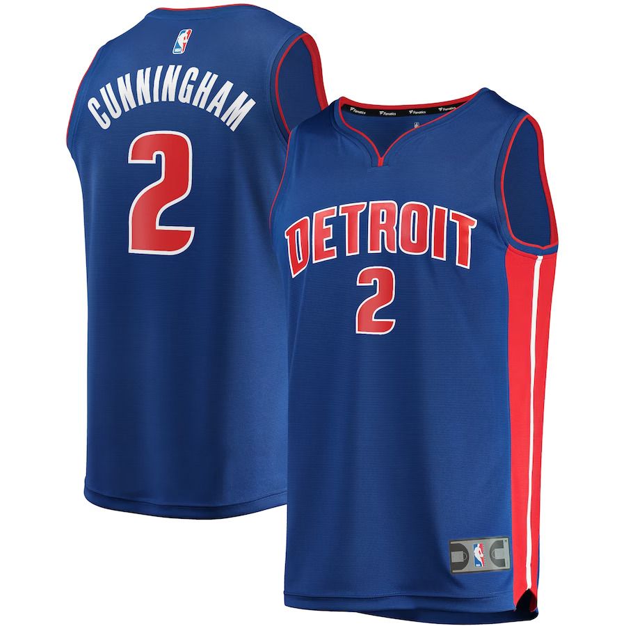 Men Detroit Pistons #2 Cade Cunningham Fanatics Branded Blue Draft First Round Pick Fast Break Replica NBA Jersey->customized nba jersey->Custom Jersey